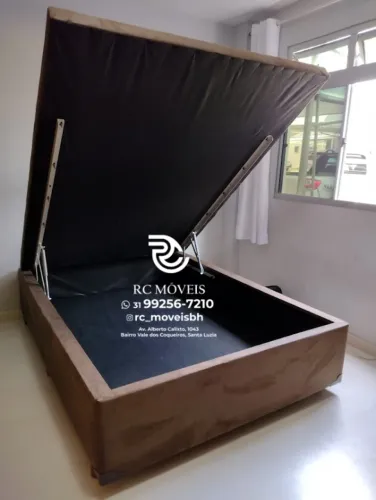 Cama Box Baú Casal Inteiriço 1,38x1,88 Blindado com Pistão Promoção