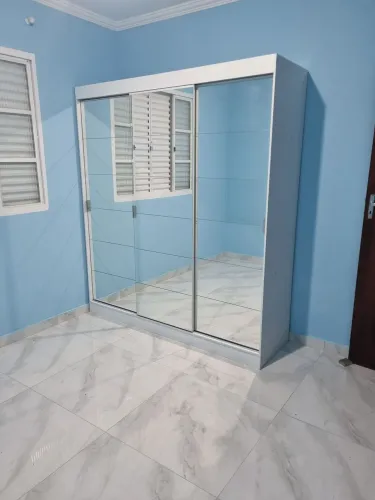 Guarda-Roupa Casal Madesa Veneza 3 Portas de Correr com Espelho Branco - Cor:Branco