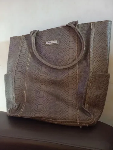 Bolsa Tote Adrienne Vittadini - Textura Snake Marrom - Original