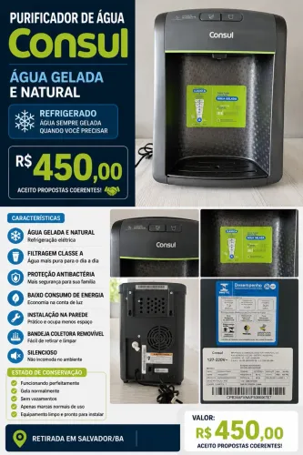 Purificador Filtro de Água Consul Refrigerado - Água Gelada e Natural