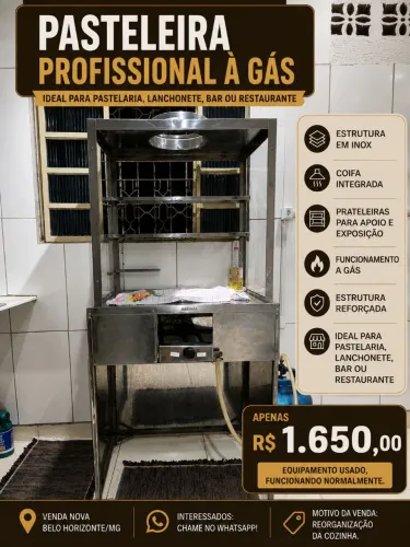 PASTELEIRA PROFISSIONAL À GÁS - R$ 1.650,00