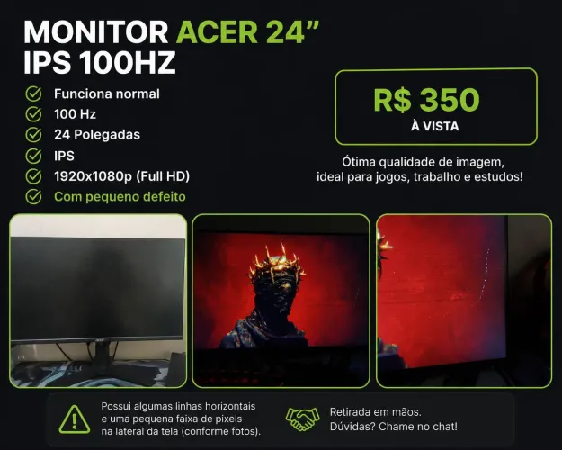 Monitor ACER 24" (especificações em baixo)