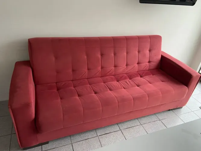 Sofá cama reclinável vermelho de 3 lugares