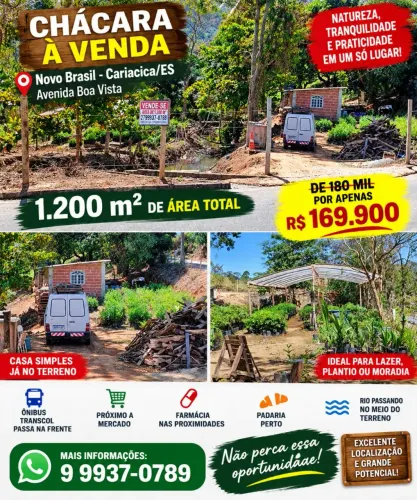 ? OPORTUNIDADE! CHÁCARA À VENDA EM NOVO BRASIL - CARIACICA/ES ?