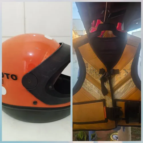 Kit Moto-Táxi Capacete Usado Sam Marino Sem Viseira e Colete Usado Com Forro Costurado