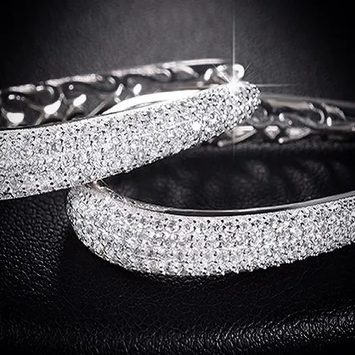 Par de Brincos em Ouro branco 18K 15 gramas com Diamantes