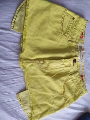 Saia jeans amarela 36