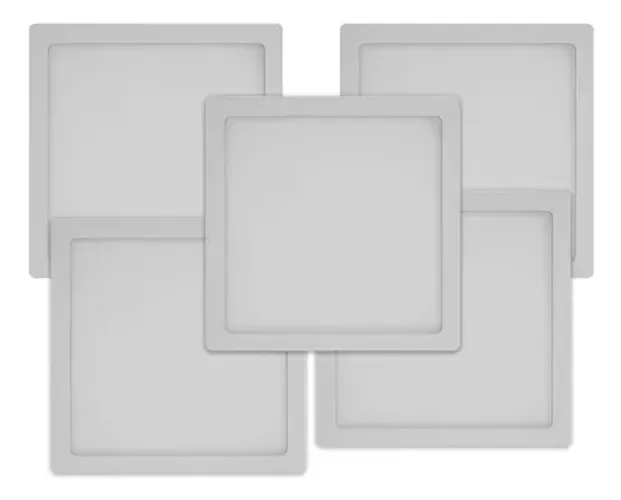 Kit 5 Luminarias Painel Plafon Led 18W Quadrado Sobrepor Luz Branca 6500K 110/220V