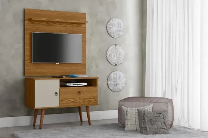 Rack + Painel Yasmin Retrô Para TV Até 32''! Frete e Montagem grátis.