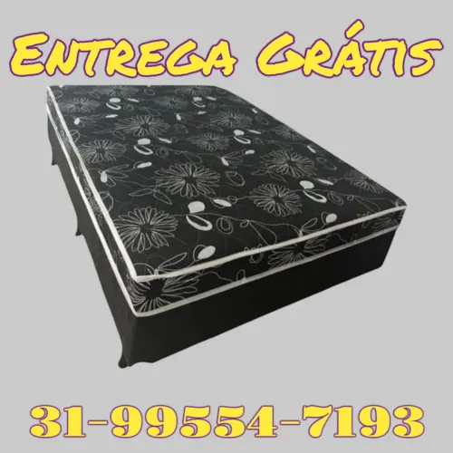 CAMA CASAL NOVAS / COLCHÃO 10CM ESPUMA D33 FIXO / 