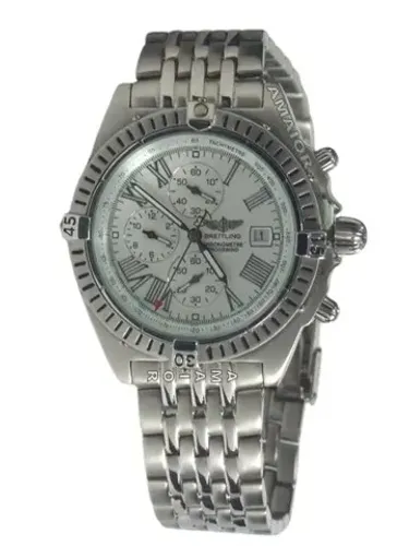Relogio Breilting Chonometre Crosswind Branco Pulseira Aço 40mm
