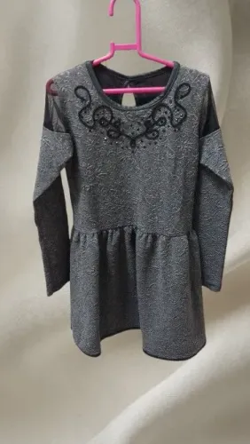 Vestido infantil cinza Tam 10