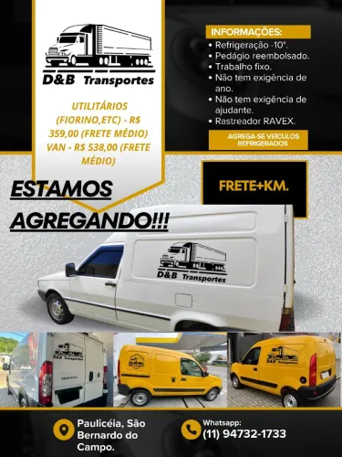 Agrega-se / Agregamos / Agrega Fiorino, Van, HR e similares REFRIGERADOS