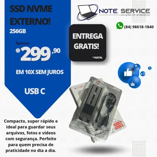 SSD externo de 256gb, em até 10× sem juros <br>Em 10x sem juros