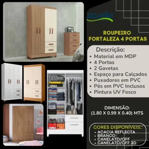 Roupeiro Fortaleza 4 Portas Novo