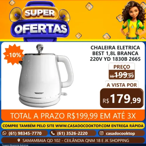 CHALEIRA ELETRICA BEST 1,8L BRANCA 220V YD-1830B 2665
