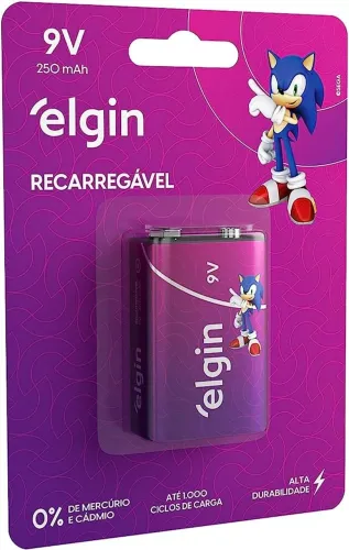 Bateria 9V 250Mah Recarregável Elgin