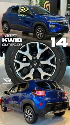 Roda aro 14 Renault Kwid Preta com diamantado novas