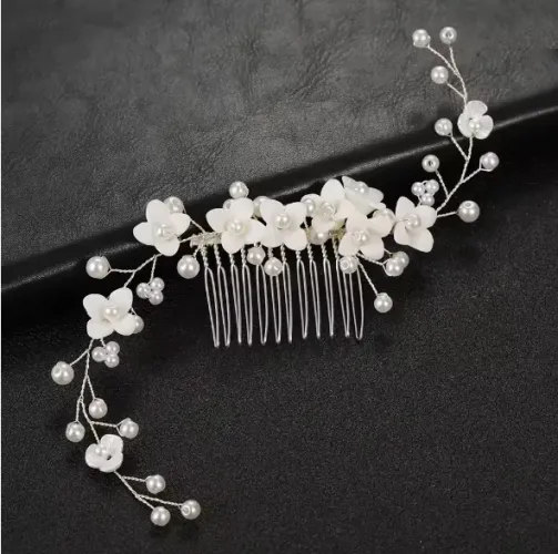 Grinalda Mini Flores e Pérolas Noiva Casamento