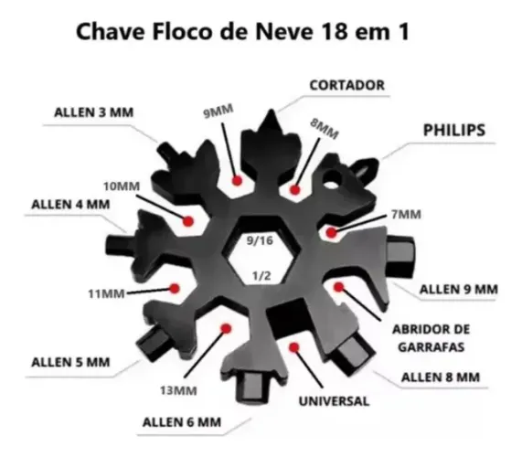 Multi ferramenta universal 18 funções em forma de estrela