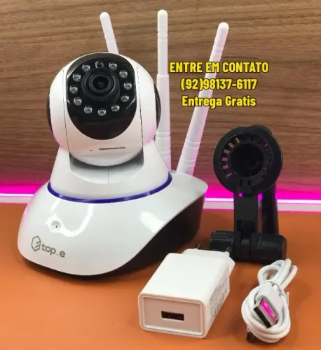 Camera de Segurança Babá Eletronica com 3 Antenas, Visão Noturna 