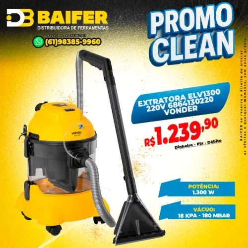 Extratora Para Limpeza de Carpete Estofados Sofás ELV1300 220v 6864130220 Vonder