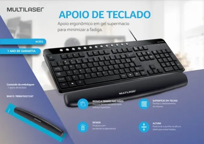 Apoio De Teclado em Gel
