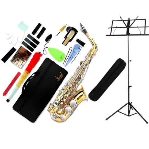 Saxofone Alto Slade Laqueado Chaves Niqueladas NOVO + Estante Partitura Brinde