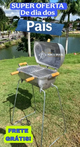 Churrasqueira média em alumínio batido grosso -Oferta Dia dos Pais