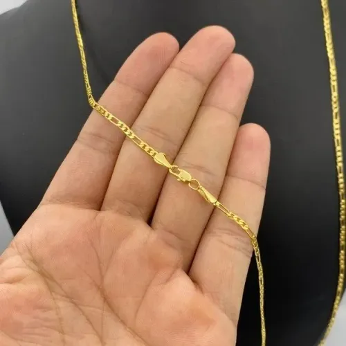 CORRENTE 3X1 2MM - MOEDA ANTIGA - BANHADO A OURO 18K