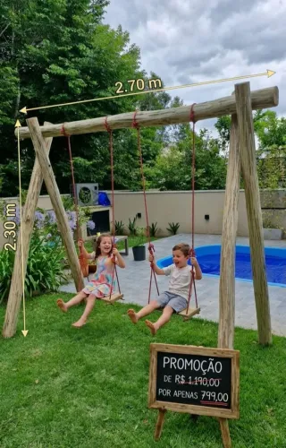 Balanço infantil super resistente madeira tratada para 300 kg atenção pronta entrega. 