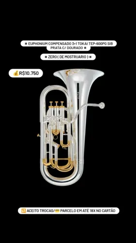 Euphonium Compensado 3+1 Tokai TEP-600PG Sib - Prata c/ Dourado - NOVO ( Mostruario )
