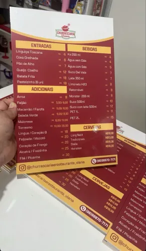 Cardápio pvc 