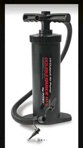 Bomba De Ar Manual Com 3 Bicos Double Quick III S- Intex Cor Preto
