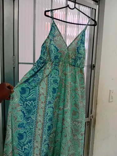 Vestido Longo Estampado Verde Tiffany - Elegante e Charmoso