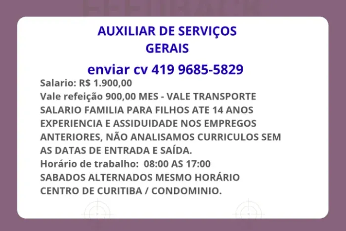 AUXILIAR DE SERVIÇOS GERAIS