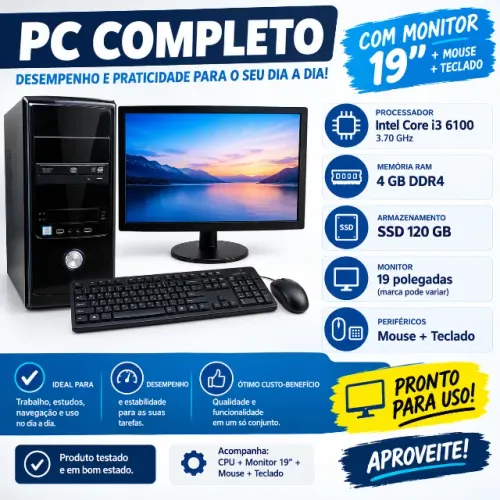 PC COMPLETO - INTEL CORE i3 6100