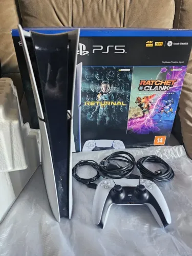 PS5 SLIM COMPLETO C NOTA FISCAL E GARANTIA ATÉ DEZEMBRO 