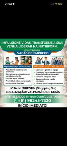 Uma vaga de vendedor e outra de gerente