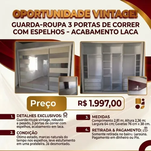 Guarda-Roupa Espelhado Vintage