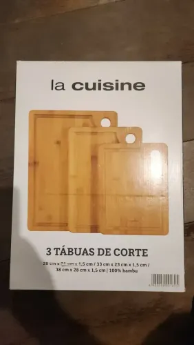Jogo De Tábuas De Corte 100% Linha Bambu La Cuisine 3 Peças