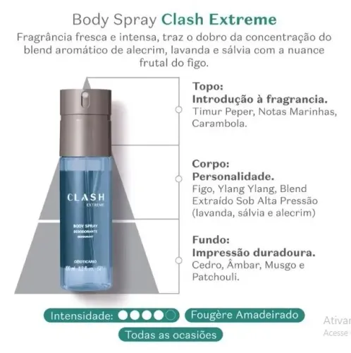 BodySpray Clash Extreme 100ml novo e lacrado