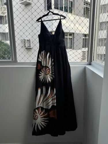 Vestido longo estampado amonita farm