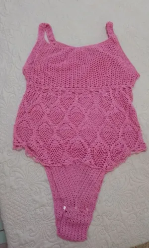 Body de crochê ponto Abacaxi