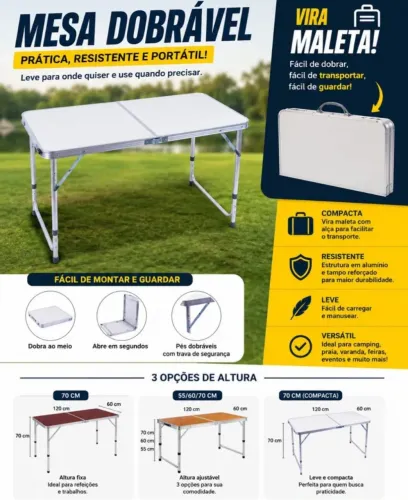 Mesa maleta dobrável
