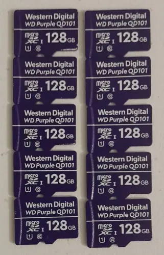 Cartão De Memória 128gb Western Digital purple Usado. Kit Com 10 PCs 