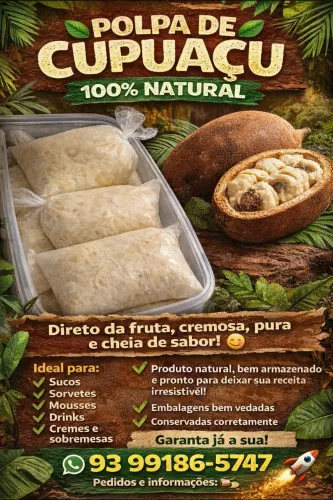 Polpa de cupuaçu, diretamente da fruta.