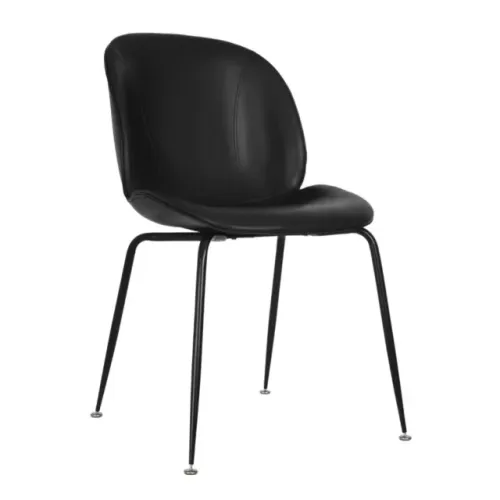 Cadeira Recepção Estofada Em Corino Preto Conforto Profissional Reforçada - 37003