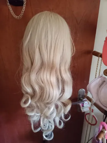 Lace Wig Orgânica Loiro Claríssimo Cacheado 60Cm