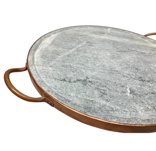 FORMA DE PEDRA-SABÃO COM BORDA DE COBRE - 30 CM